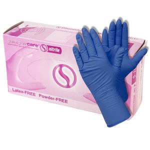 Rękawiczki nitrylowe niebieskie bezpudrowe